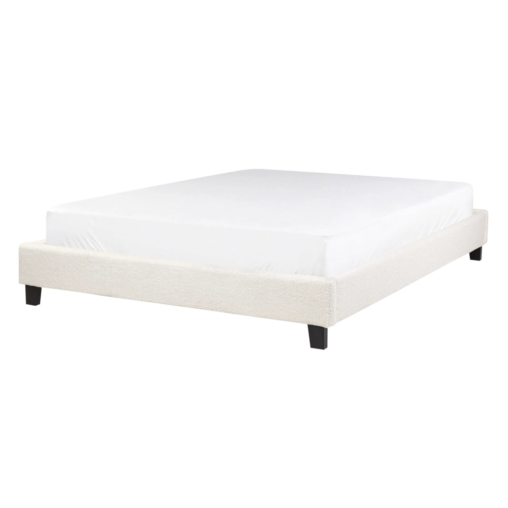 Letto matrimoniale 140 x 200 cm Rete a doghe in bouclé beige chiaro senza testiera