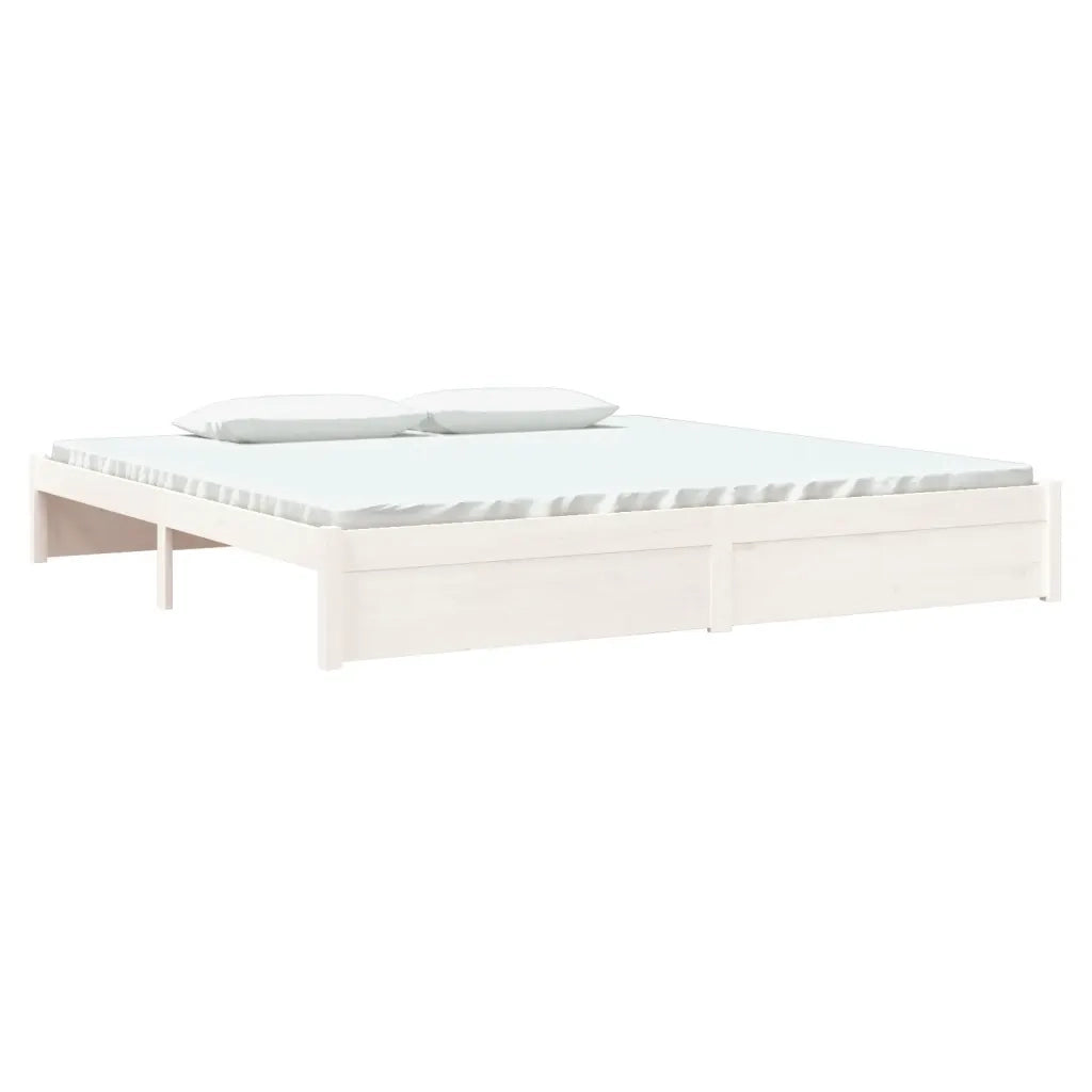 Giroletto-Struttura Letto Bianco in Legno Massello 200x200 cm 124167