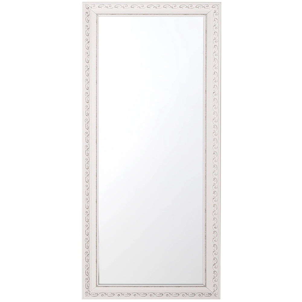Specchio sospeso a parete Bianco sporco con argento 50 x 130 cm verticale Soggiorno Camera da letto Comò Finitura gesso