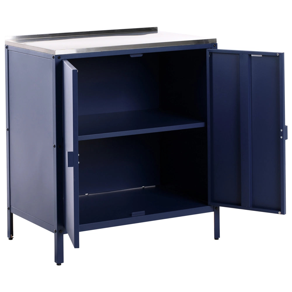 Armadietto da giardino in acciaio inox di colore blu con 2 ante giardino cucina esterno