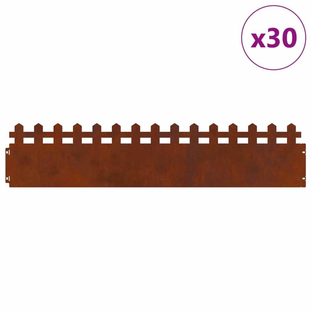 Bordure per prato 30 pz Ruggine 103 x 0,05 x 22 cm CFW3097580