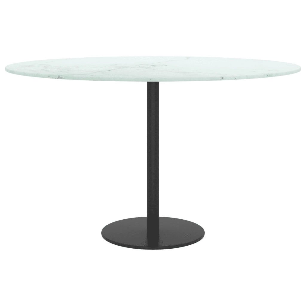 Piano per Tavolo Bianco Ã˜70x0,8 cm in Vetro Aspetto Marmo  cod mxl 78380