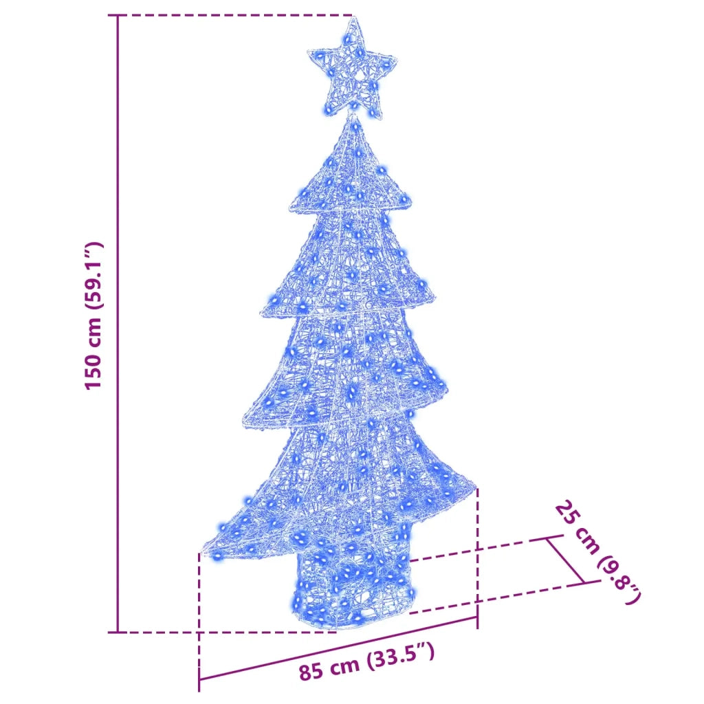 Albero di Natale con 160 LED Blu 150 cm Acrilico