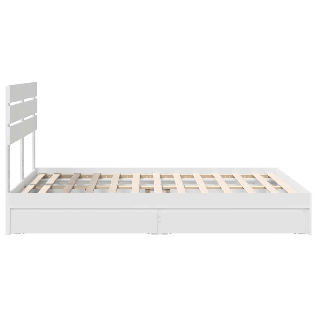 Letto con Contenitore Bianco 160 x 200 cm Legno multistrato 3411554