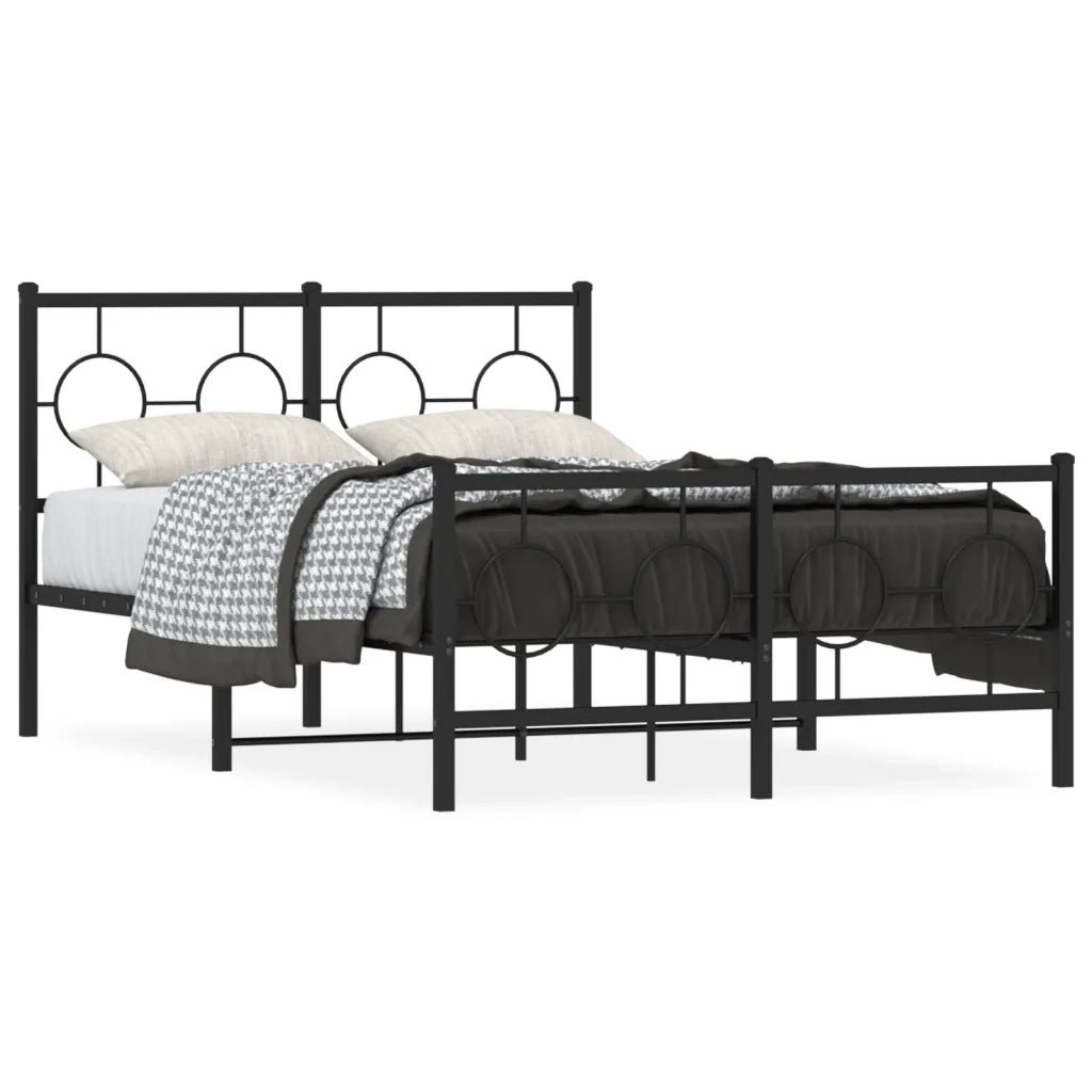 Giroletto con Testiera e Pediera-Struttura Letto Metallo Nero 120x190 cm 337226