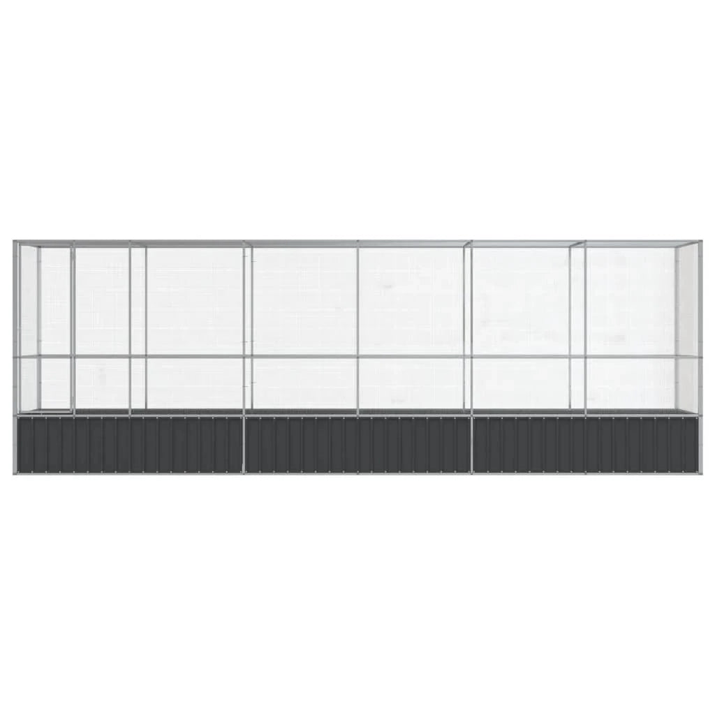 Voliera a gabbia con estensione in argento 626,5 x 107 x 212 cm acciaio argento 02_0045660