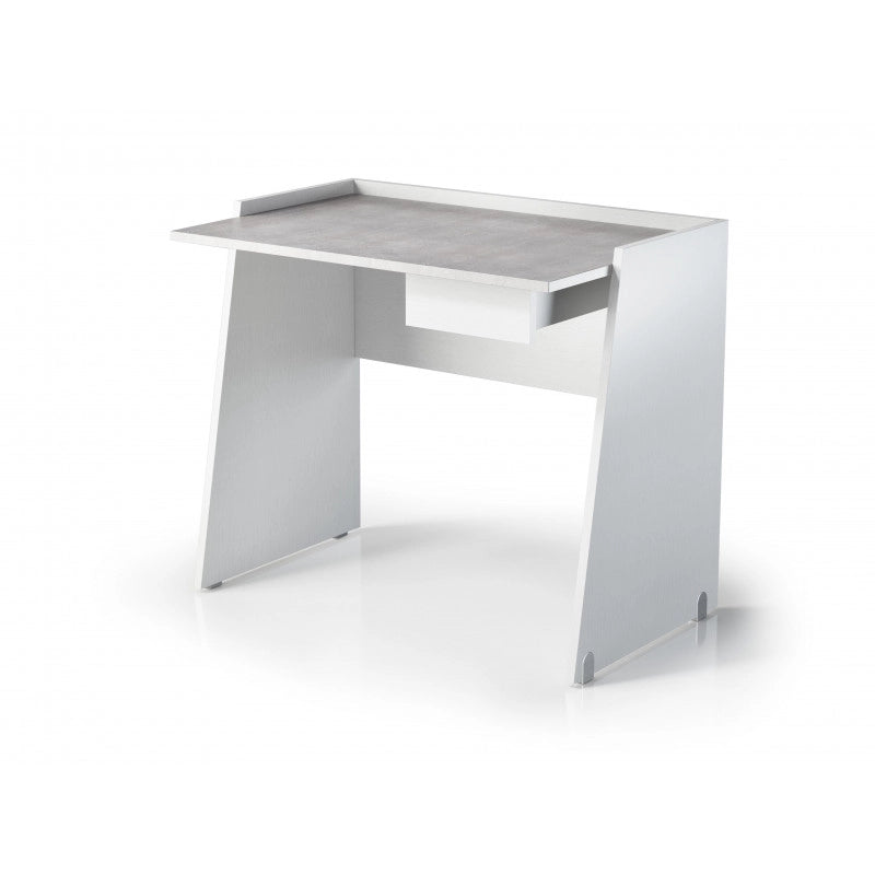 Scrivania 90x60 con cassetto e piano vassoio effetto cemento bianco - Terraneo