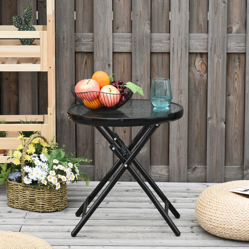 Tavolino da giardino pieghevole ¨C zephmum ¨C rotondo nero ?45cm