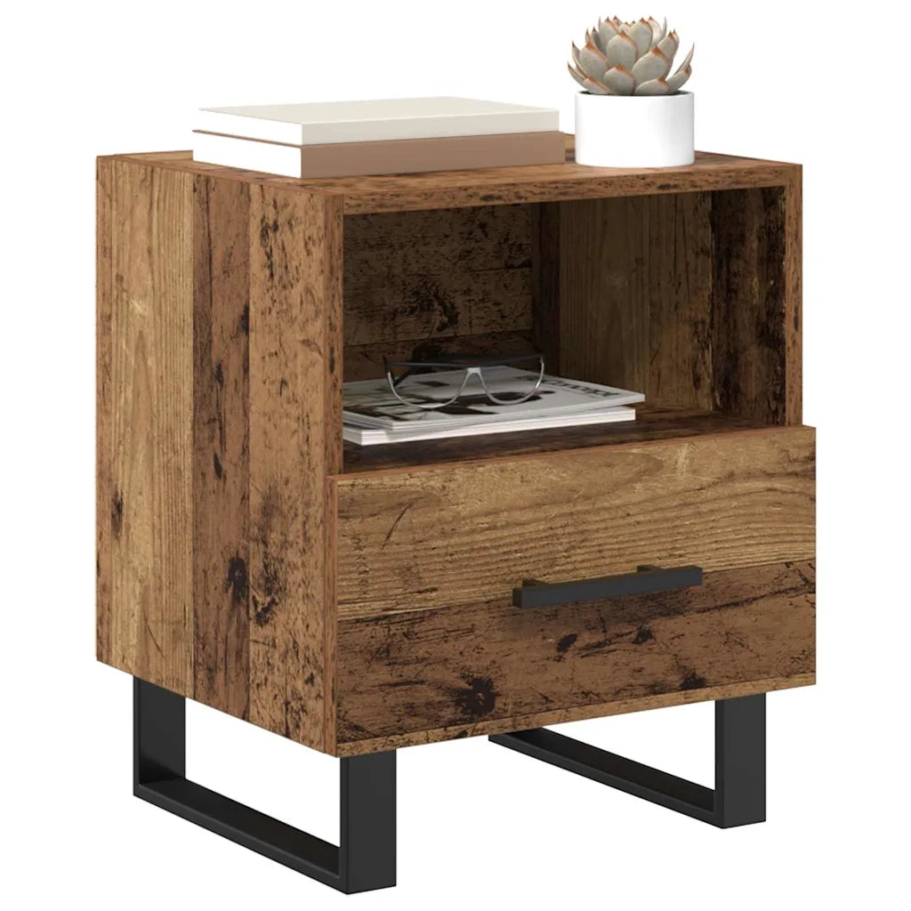 Comodino | Armadio da Notte | Mobiletto da notte con cassetto Legno vecchio 40 x 35 x 47,5 cm