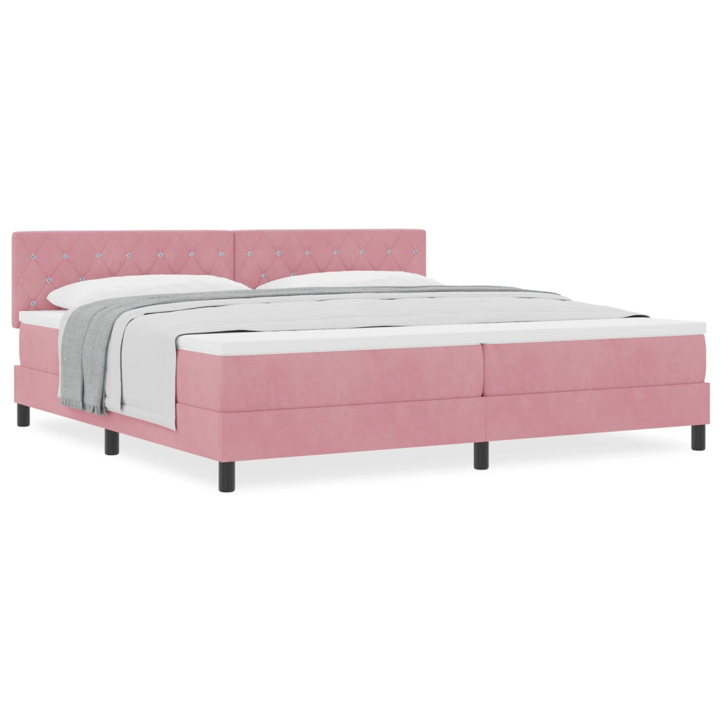 Letto a Molle con Materasso Rosa 200x200 cm Velluto