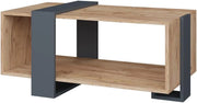 Tavolino Aven, Antracite/quercia dorata, 91.5 x 52 cm, con ripiano aggiuntivo per libri e riviste