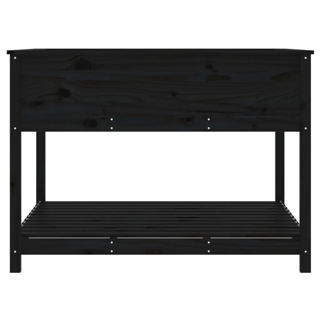 Fioriera con Mensola Nera 111,5x111,5x81 cm Legno Massello Pino 823805