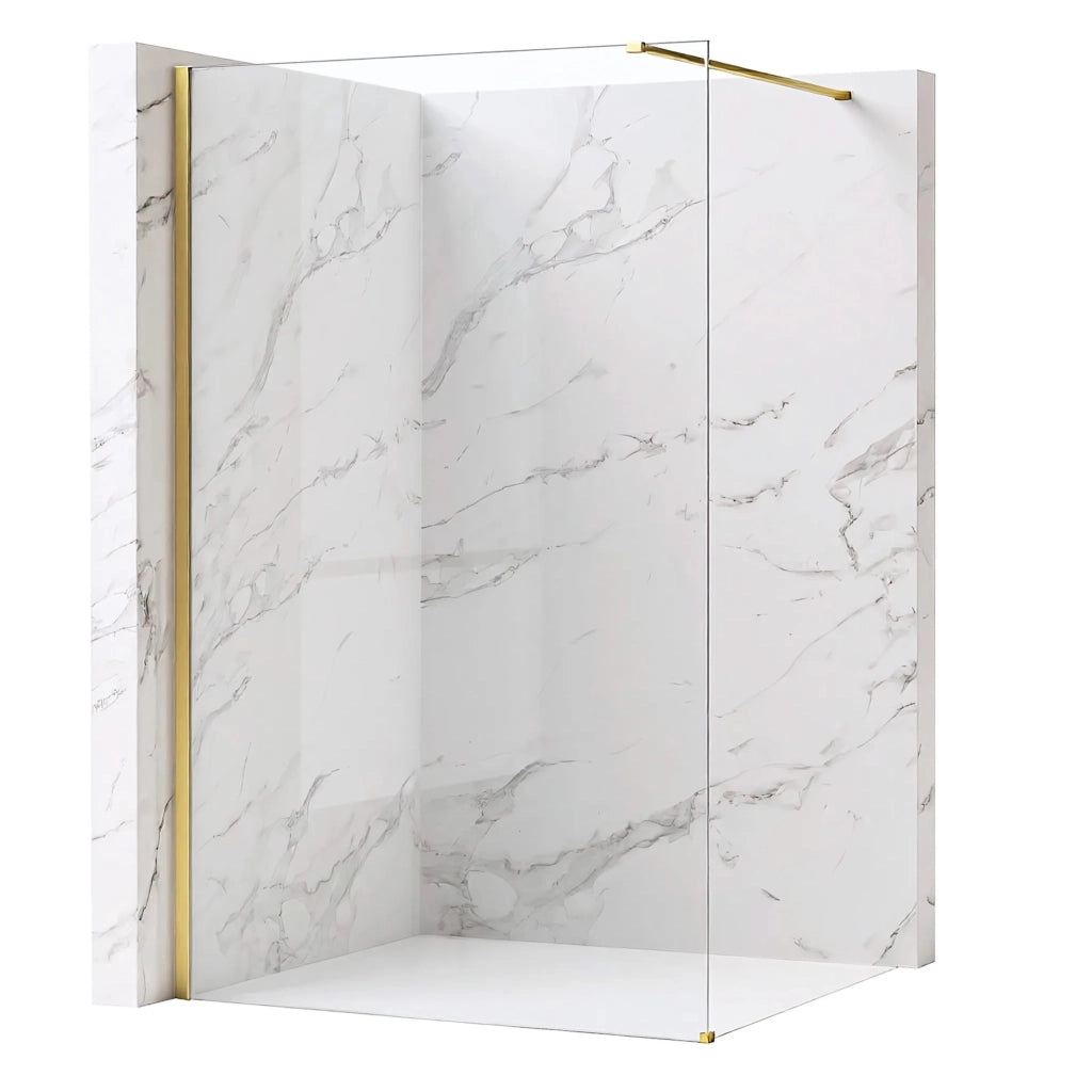 Parete Doccia Rea Flexi Transparent / Brush Gold 80