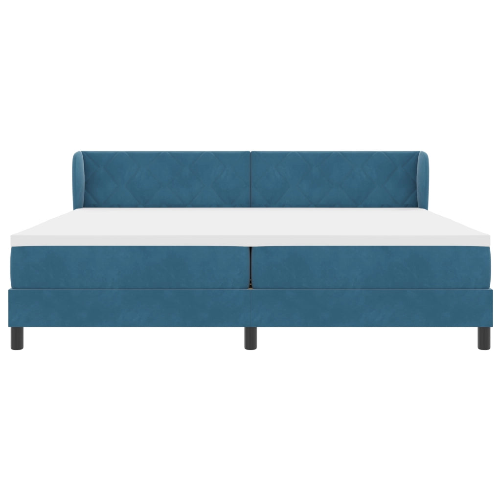 Letto Box Spring  con Materasso Blu Scuro 200x200 cm Velluto