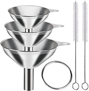 Trechters in acciaio inox 3 in 1 per riempimento di flaconi set di trechters in acciaio inox per la trasferimento di oli essenziali liquidi prodotti secchi ingredienti in polvere, duraturo e compatibile con lavastoviglie
