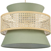 Lampada a sospensione verde rattan naturale paralume in poliestere illuminazione boho