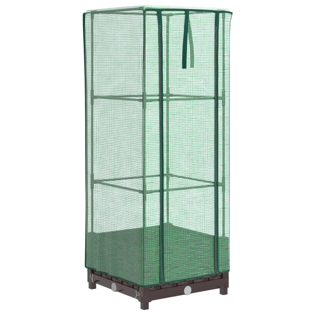 Aiuola rialzata/fioriera con copertura effetto rattan 40 x 40 x 123 cm Marrone 02_0038768