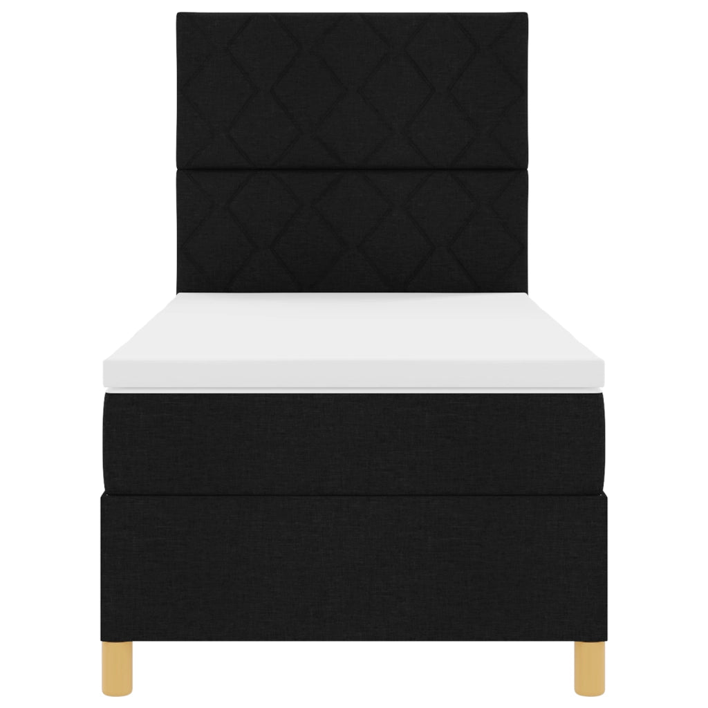 Letto a molle con materasso nero 100x200 cm in tessuto