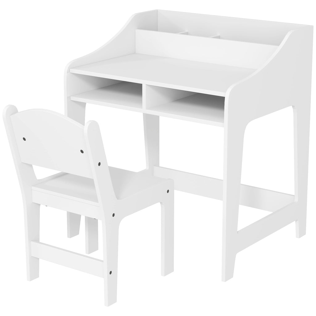 Scrivania per bambini con cassetti e scaffali aperti ¨C zephmum ¨C bianco