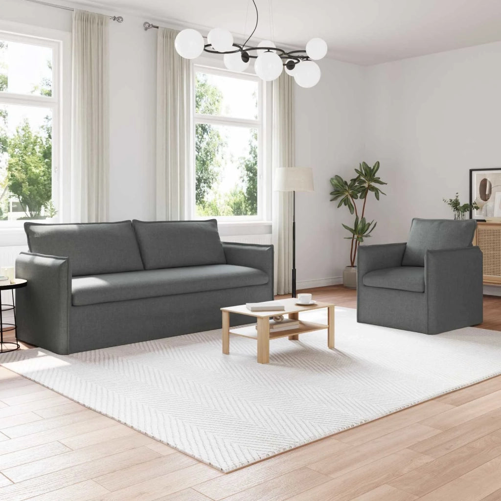 Set di divani 2 pcs Grigio Scuro 196 x 82 x 85 cm Tessuto 3407612
