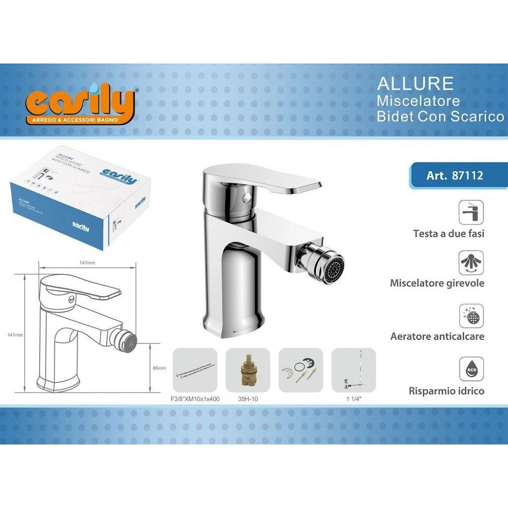 Trade Shop - Rubinetto Bidet Miscelatore Monocomando Moderno Cromato Classic Allure 87112 -