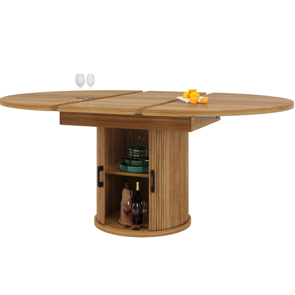 Tavolo da pranzo allungabile 118(158)x118x76.8 cm con vano contenitore; MDF; finitura noce