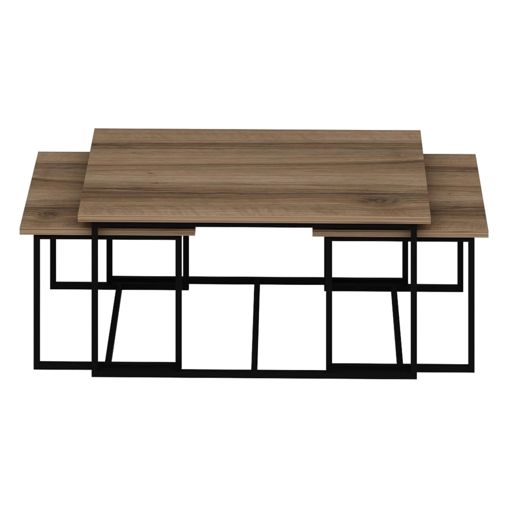 Calco, Tavolino da Salotto set 3 Pezzi Modulabili, 90x60x42h cm Marrone Noce