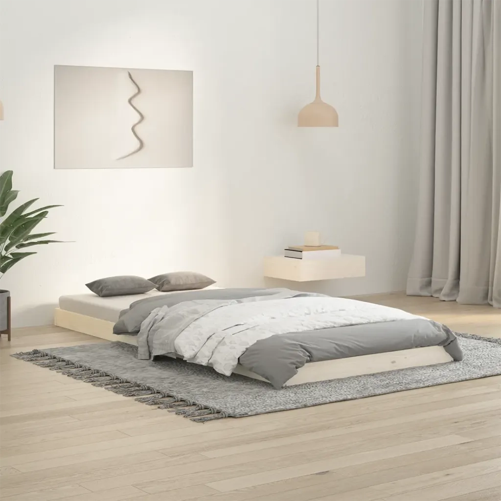 Giroletto senza Materasso-Struttura Letto Bianco 90x200 cm Legno Massello Pino