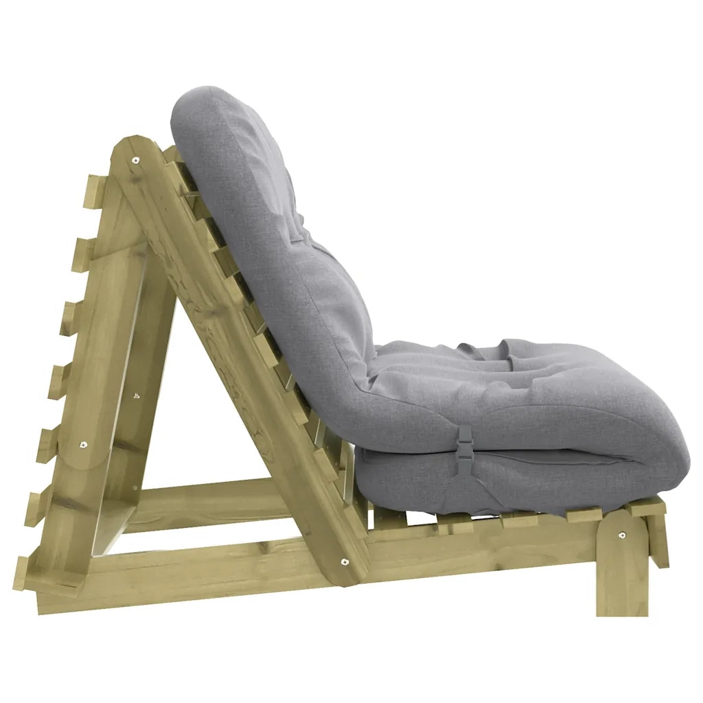Divano Letto Futon con Materasso 90x206x11cm Pino Impregnato 846765