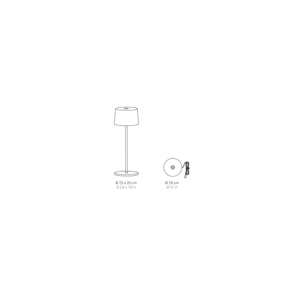 Zafferano Olivia Pro Micro Lampada a led da tavolo Sabbia ricaricabile e dimmerabile