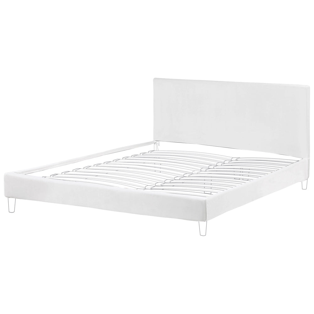 Fodera per struttura letto in velluto bianco per letto 180 x 200 cm sfoderabile e lavabile
