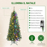 Albero di Natale Artificiale 180 cm 899 Rami con 250 Luci LED Bianche e Colorate 9 Modalità Verde