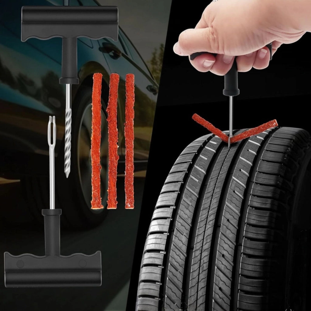 Kit Ripara Gomme Pneumatici Tubeless Riparazione Foratura Auto Moto Scooter 003026