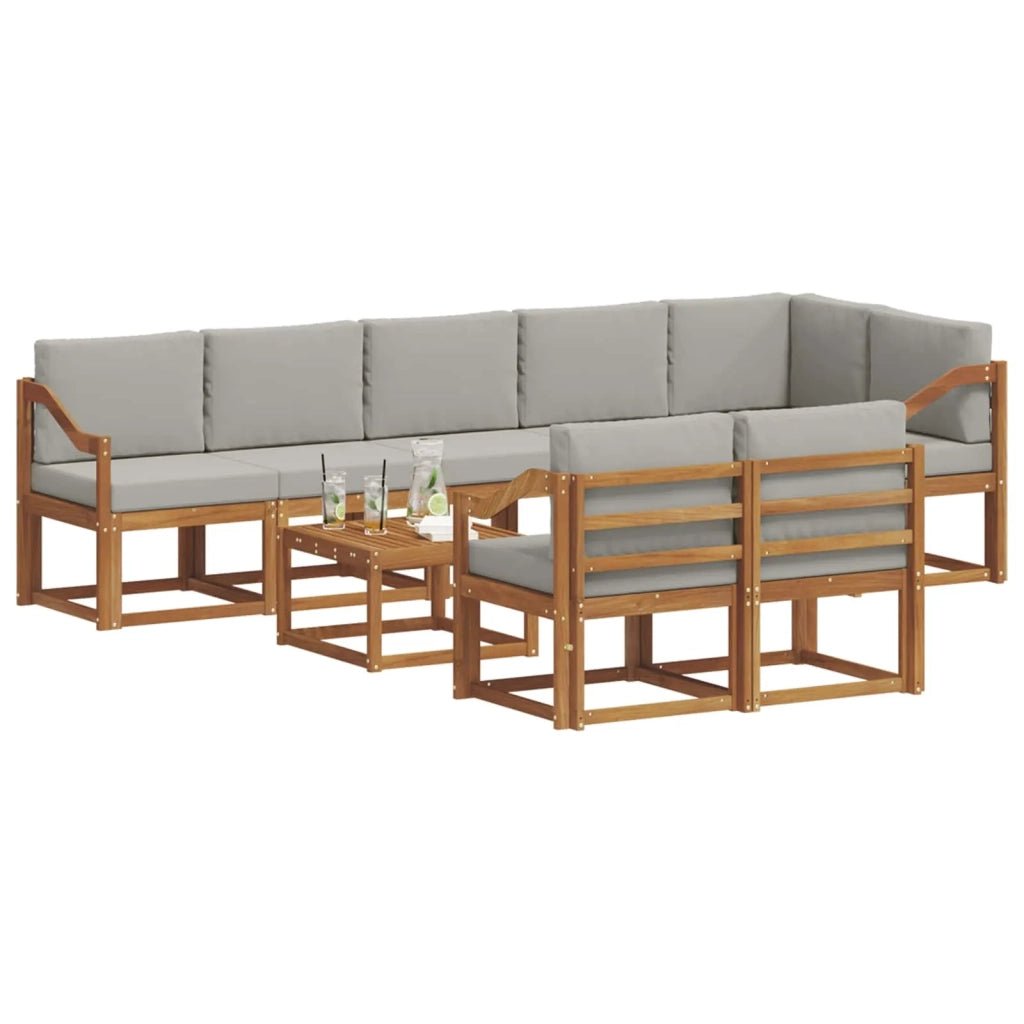 Set di divani da esterno 9 pcs Grigio Naturale e Chiaro 3366619
