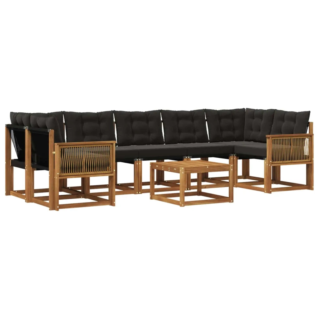 Set di divani da esterno 8 pz Naturale e Nero 3381844