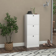 Scarpiera a ribalta con 3 ante e ripiani regolabili, stile moderno salvaspazio per ingresso, 47 × 28 × 115 cm, bianco