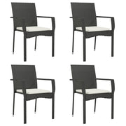 Sedie da Giardino con Cuscini 4 pz | Sedie da Esterno in Polyrattan Nere
