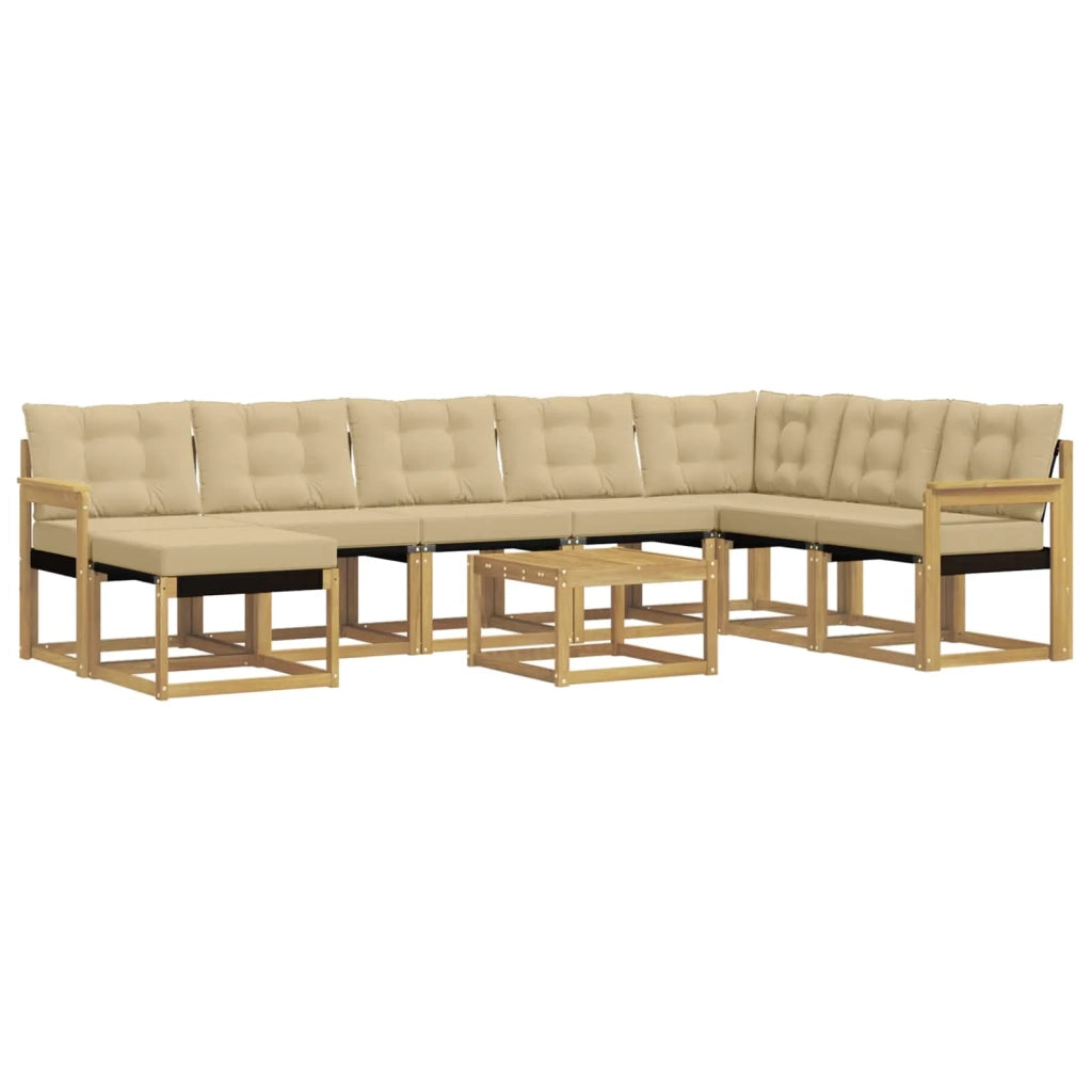 Set di divani da esterno con cuscino 9 pcs Bianco e Beige