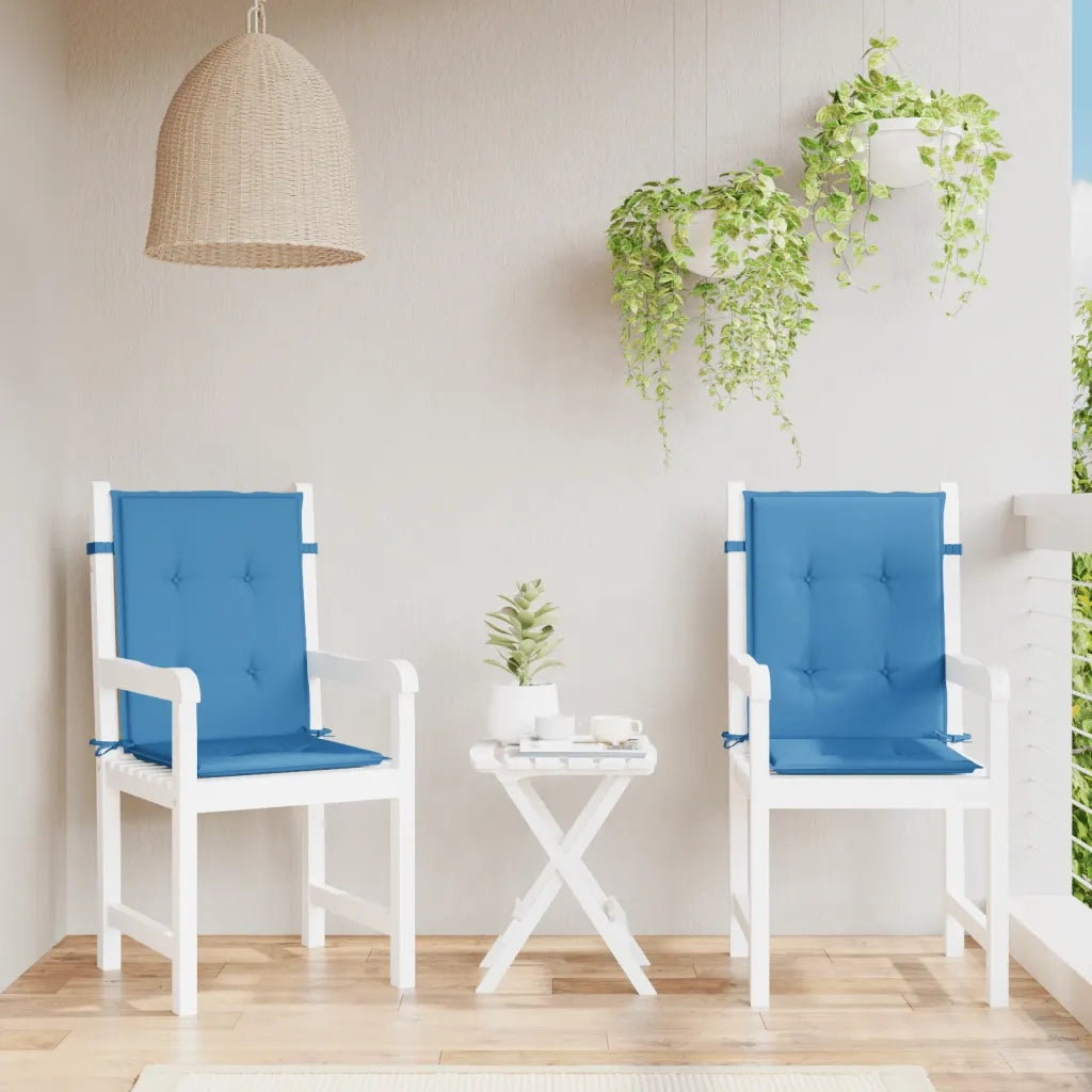 Cuscini Sedia Schiena Bassa 2 pz Blu MÃ©lange 100x50x4 Tessuto