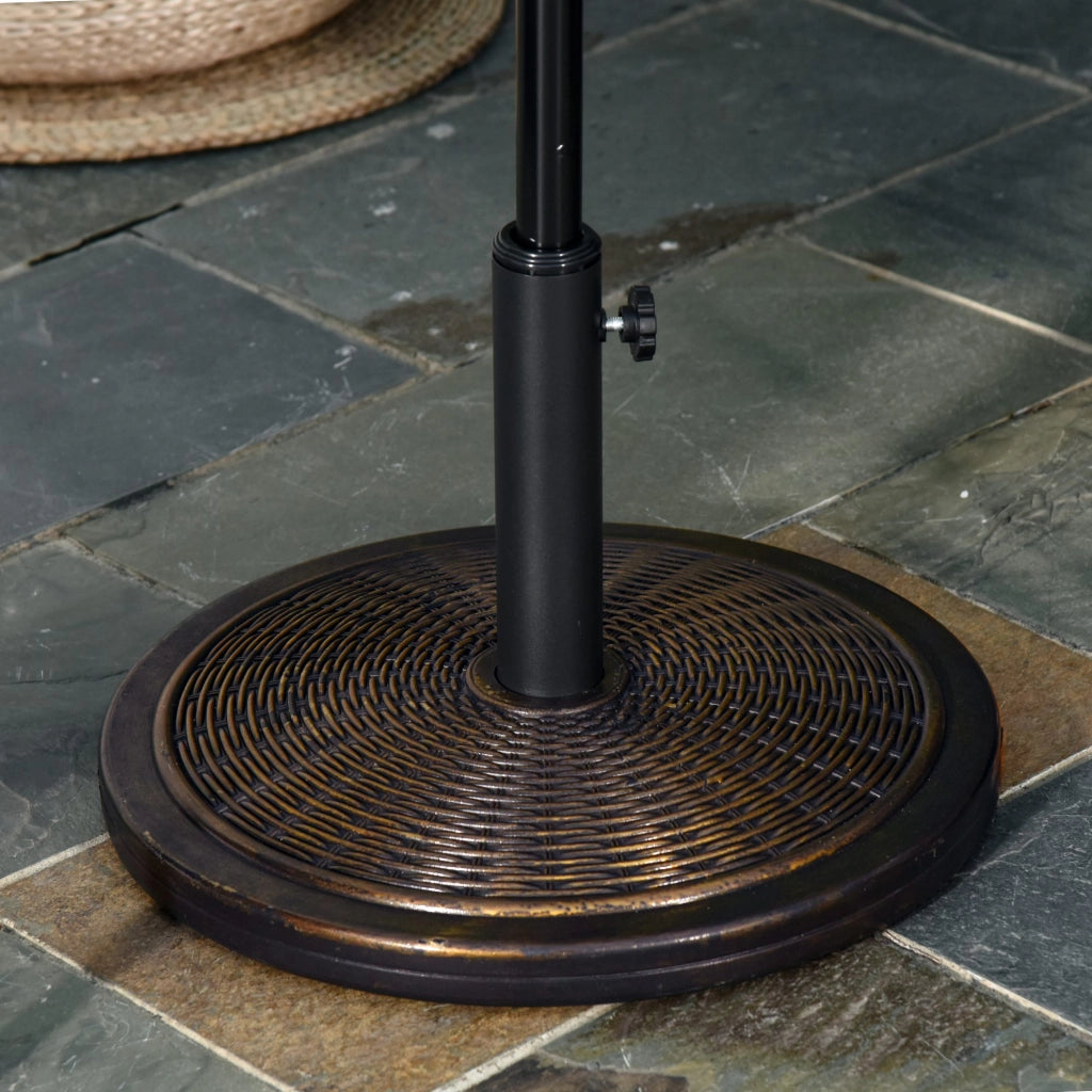 Base per Ombrellone in Cemento Plastica con Effetto Rattan ¨C zephmum ¨C Bronzo ?48x34cm 14kg