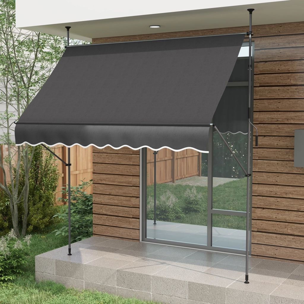 Tenda da giardino retrattile manuale ¨C zephmum ¨C grigio scuro metallo 2.5x1.2x2.1-3m