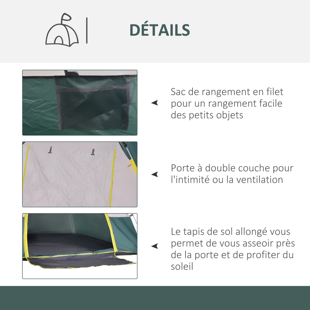 Tenda da campeggio pop-up 3 posti con finestre e borsa trasporto ¨C Xylo ¨C fibra di vetro e poliestere
