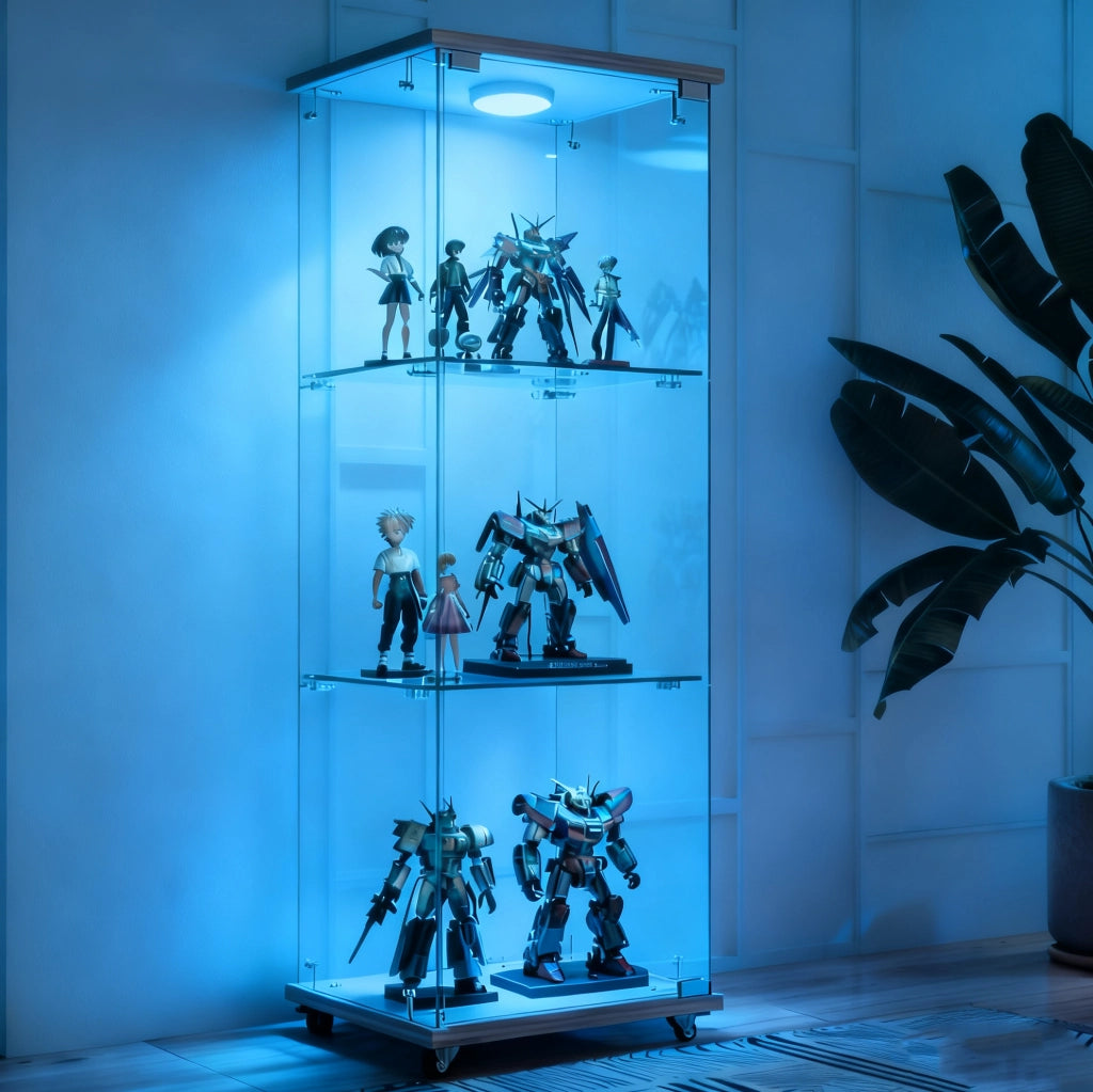 Vetrina in vetro con illuminazione LED e telecomando; design moderno; colore naturale