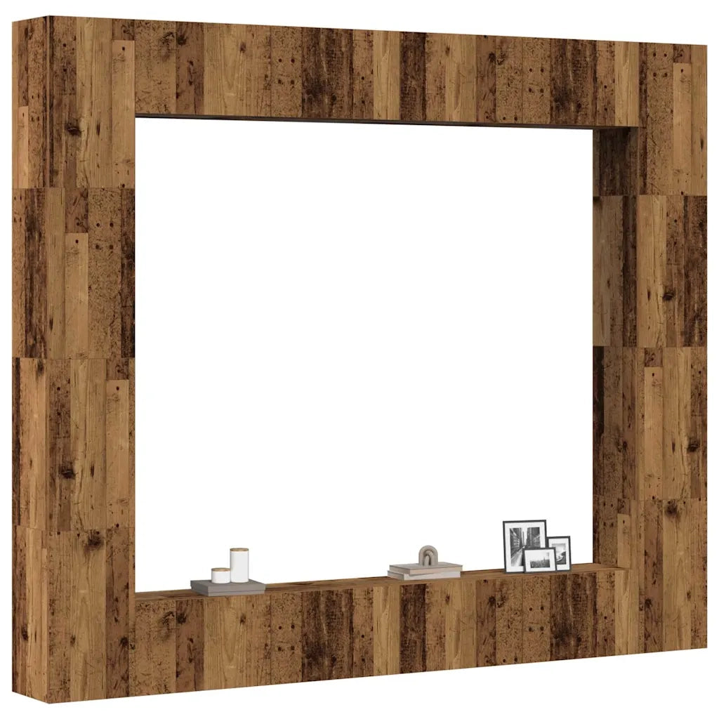 Set Mobile TV 8 pz Montato a Parete Legno Antico in Truciolato 3328955
