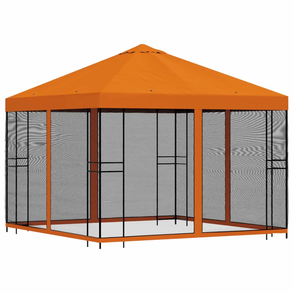 Gazebo da giardino con pareti laterali 3 x 3 m Arancione 900345