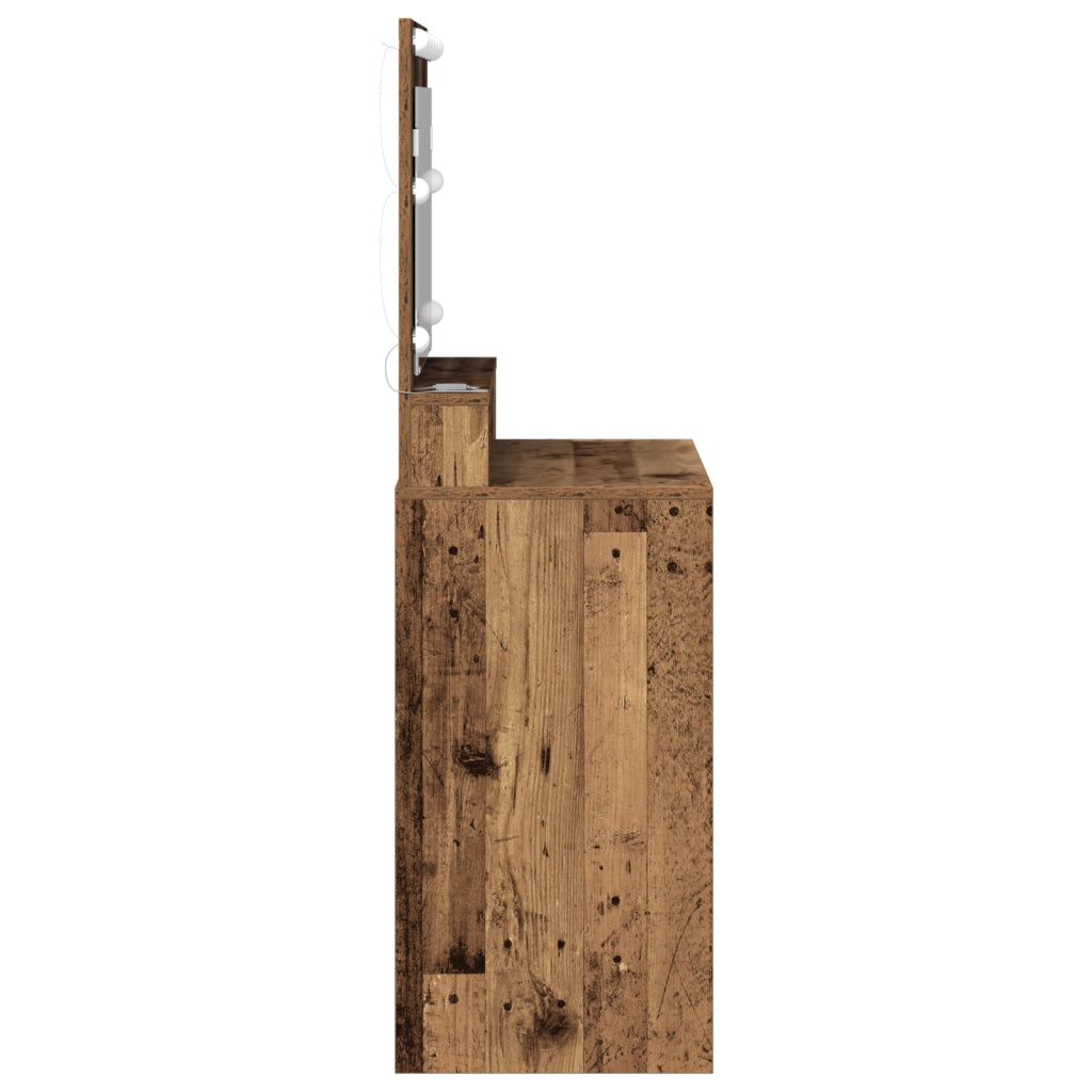 Toeletta  con luci LED in legno vecchio 79x41x135 cm