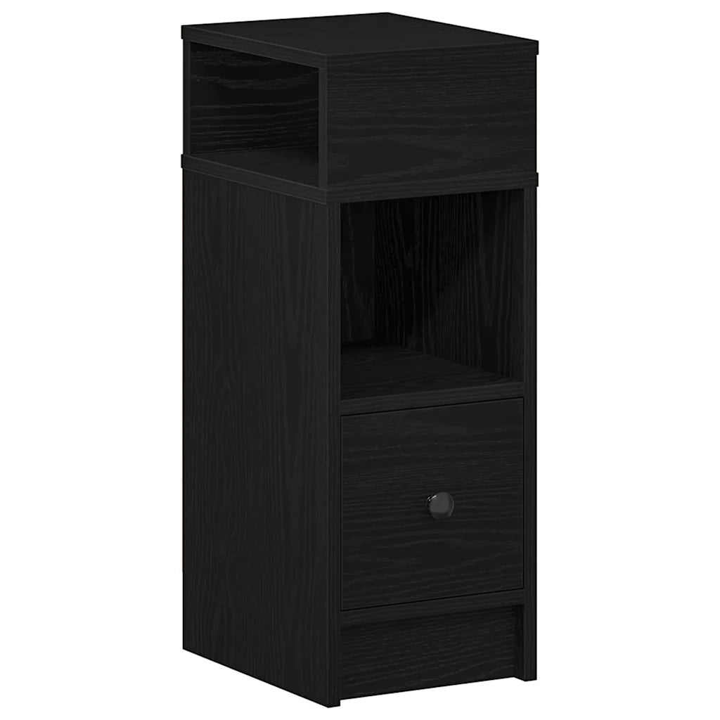 Comodino con cassetto-Tavolino da notte Nero 25x31x66 cm