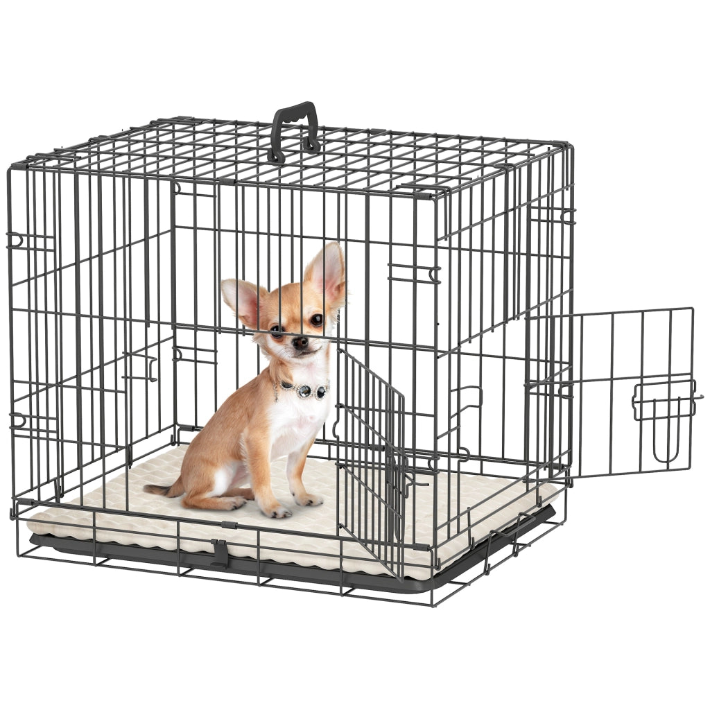 Gabbia per Cani Pieghevole con Cuscini Grigio e Nero ¨C zephmum ¨C 60x45x50 cm