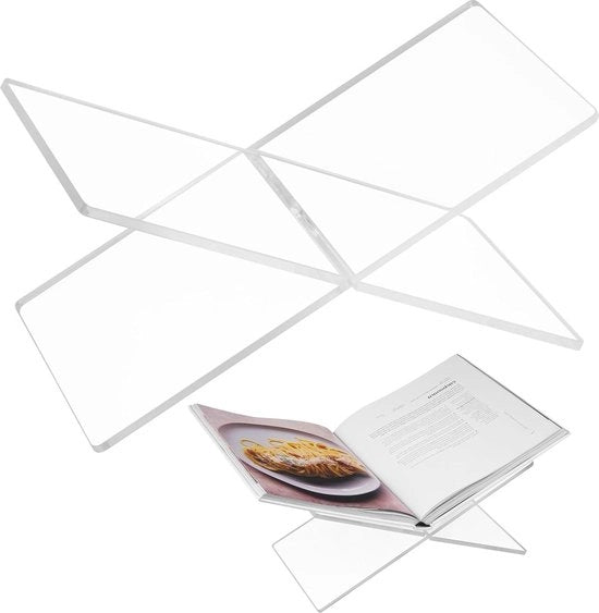 Supporto Librario in Vetro Acrilico - 2 Pezzi Tavolo di Lettura per Libri e Quaderni - Supporto per Carte e Quaderni Aperti e Chiusi - Dimensioni 28 x 152 x 14 cm