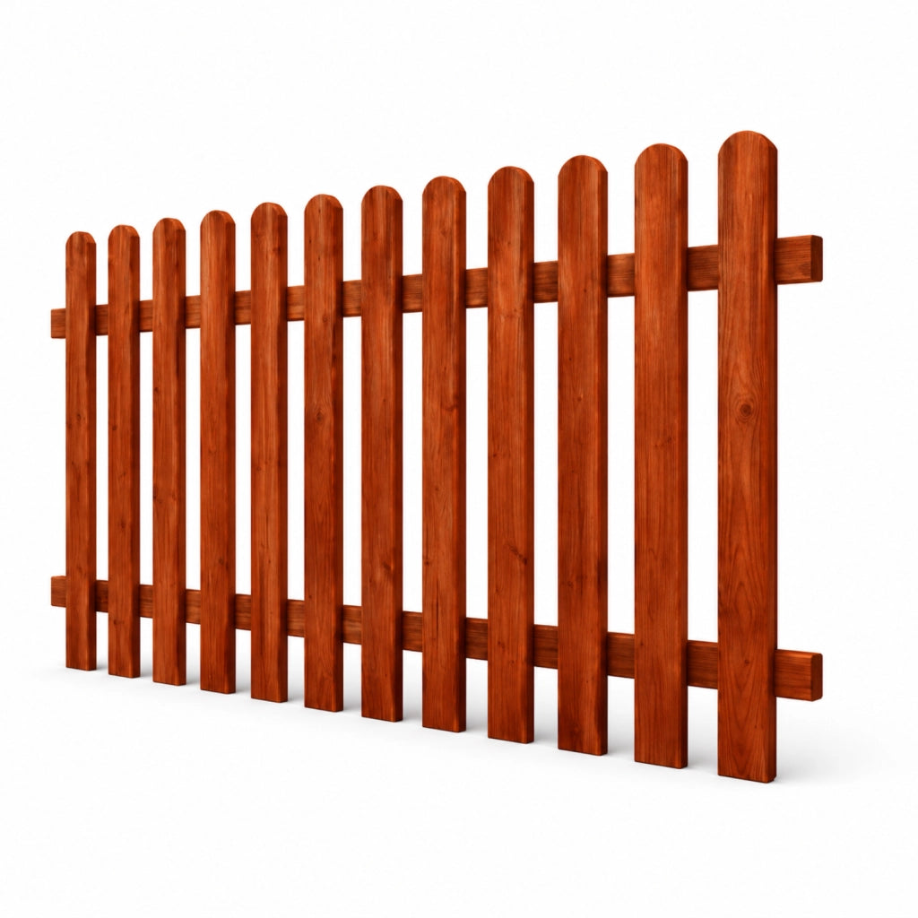 Recinzione In Legno Per Giardino Orto E Zone Decorative Con Doghe Verticali Arrotondate Protezione Outdoor Resistente Agli Agenti Atmosferici 180 X 100 Cm Legno Scuro